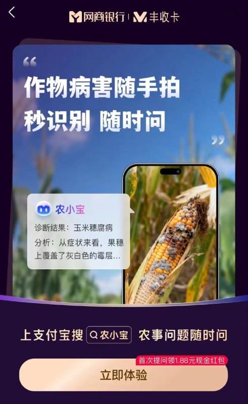 zfb搜：农小宝横幅进首次提问有1.88